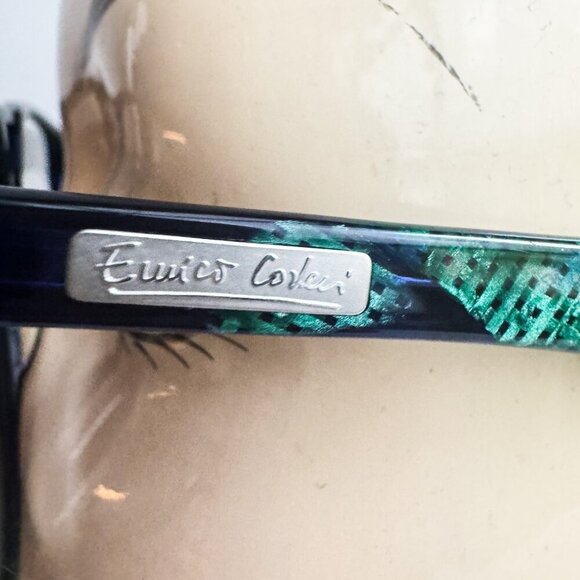 Vintage Enrico Coveri Green Abstract Print Eyeglasses Frames 111- 410 - Picture 8 of 9